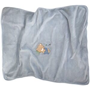 Northpoint Baby Blue Sleeping Bear Blanket Stars Cloud Soft htf Lovey